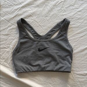 Nike Gray Racerback Sports Crop Bra with Swoosh